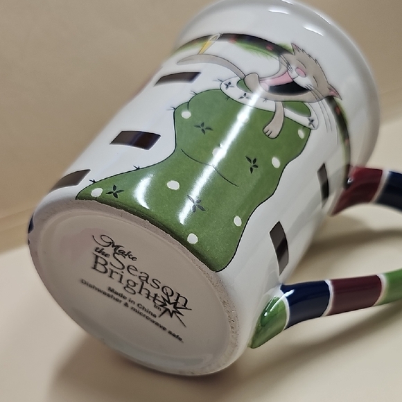Make The Season Bright Novelty Cat Ceramic Mug 16 Oz. - Picture 7 of 7